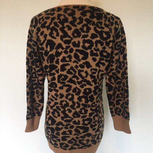 COTTON EMPORIUM Leopard Knit Cardigan Sweater S - Picture 6 of 7